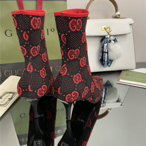 High Quality Luxury Gucci New GG Knitted Ankle Boots Elastic Socks Boots – Style 57171 product detail