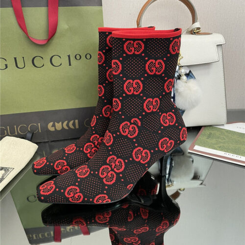 High Quality Luxury Gucci New GG Knitted Ankle Boots Elastic Socks Boots – Style 57171 alternate view