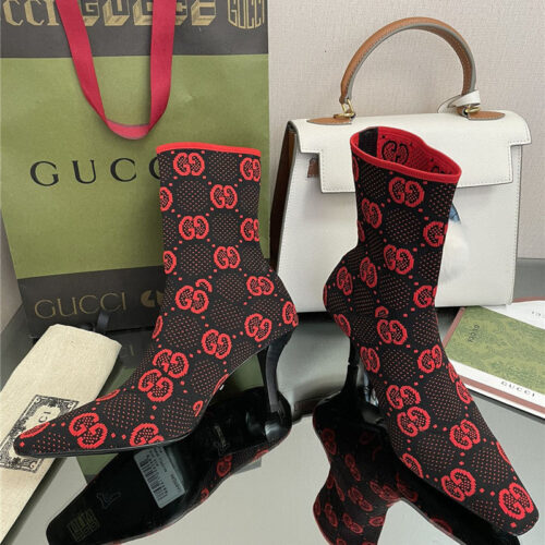 High Quality Luxury Gucci New GG Knitted Ankle Boots Elastic Socks Boots – Style 57171 product detail