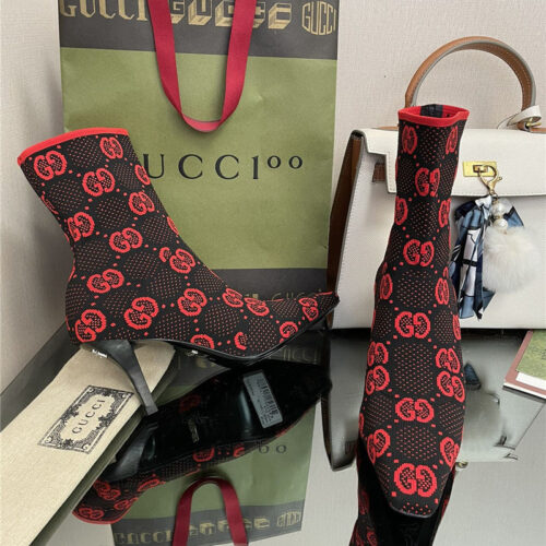High Quality Luxury Gucci New GG Knitted Ankle Boots Elastic Socks Boots – Style 57171 product detail