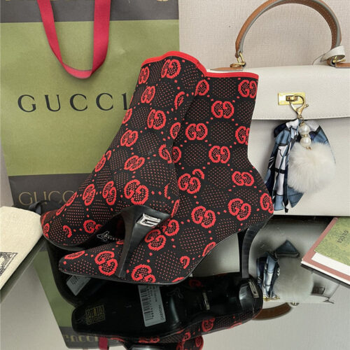 High Quality Luxury Gucci New GG Knitted Ankle Boots Elastic Socks Boots – Style 57171 product detail
