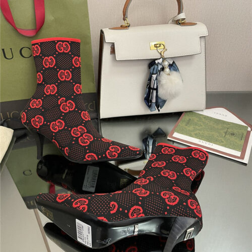 High Quality Luxury Gucci New GG Knitted Ankle Boots Elastic Socks Boots – Style 57171 product detail