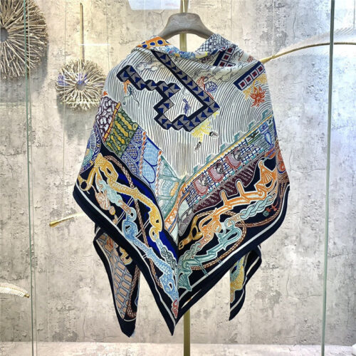 High Quality Luxury Hermes Rayures D’ete 140Cm Shawl – Style 26237 alternate view