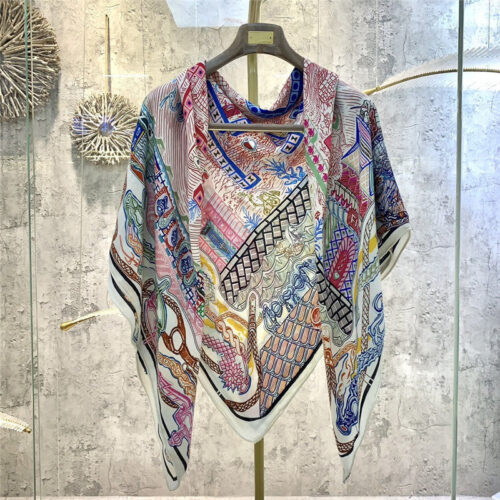 High Quality Luxury Hermes Rayures Dete 140Cm Shawl – Style 26238