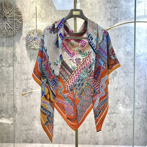 High Quality Luxury Hermes Rayures Dete 140Cm Shawl