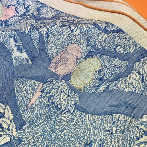 High Quality Luxury Hermes New “Back To Nature” Blue Silk Scarf product detail