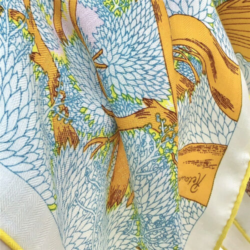 High Quality Luxury Hermes New “Back To Nature” Yellow Silk Scarf product detail