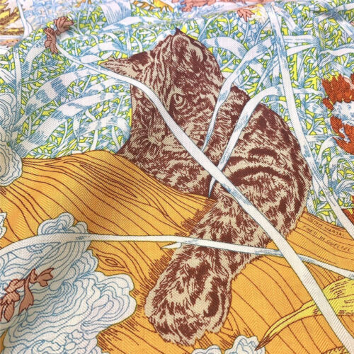 High Quality Luxury Hermes New “Back To Nature” Yellow Silk Scarf product detail