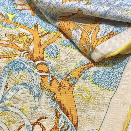 High Quality Luxury Hermes New “Back To Nature” Yellow Silk Scarf product detail