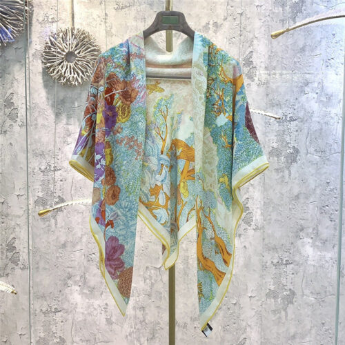 High Quality Luxury Hermes New "Back To Nature" Yellow Silk Scarf