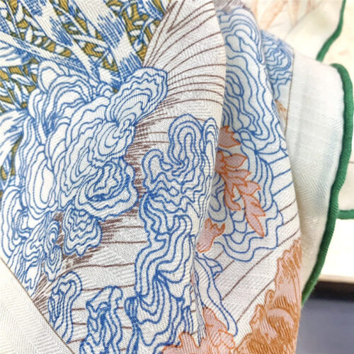 High Quality Luxury Hermes New “Back To Nature” Beige Silk Scarf product detail