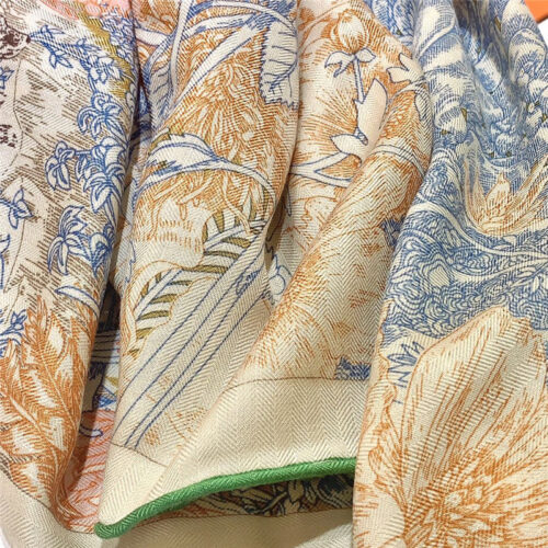 High Quality Luxury Hermes New “Back To Nature” Beige Silk Scarf product detail