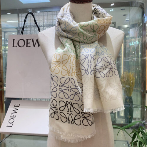 High Quality Luxury Loewe Line Full Logo Silk Scarf – Style 26555