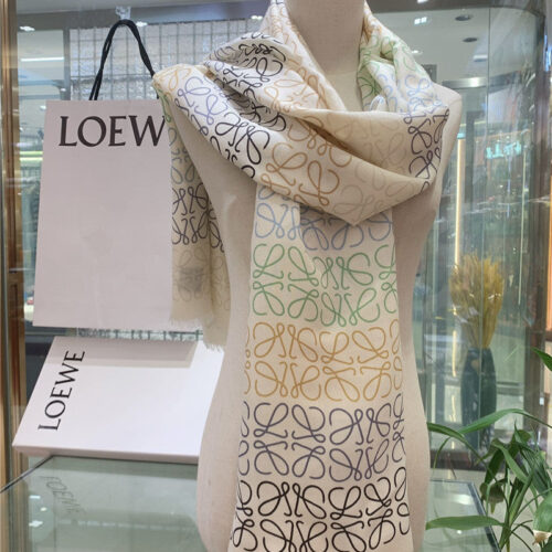 High Quality Luxury Loewe Line Full Logo Silk Scarf – Style 26555 alternate view