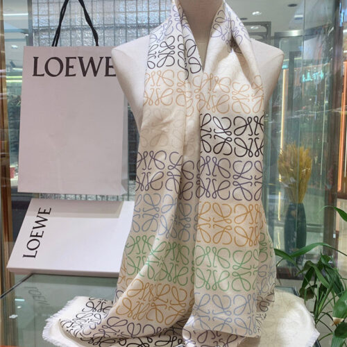 High Quality Luxury Loewe Line Full Logo Silk Scarf – Style 26555 product detail