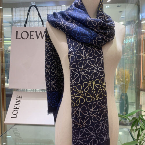 High Quality Luxury Loewe Line Full Logo Silk Scarf – Style 26557 alternate view
