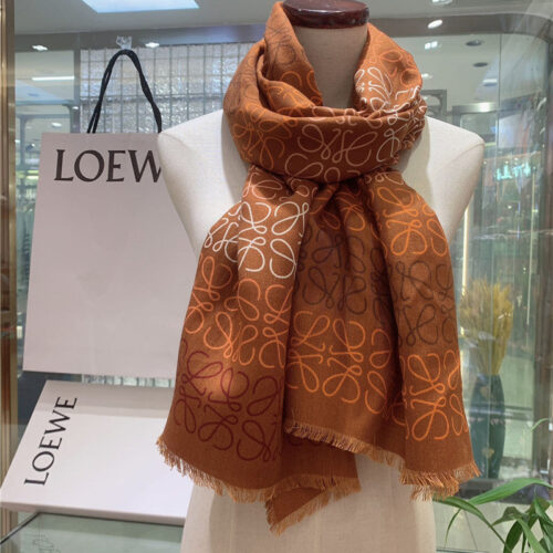 High Quality Luxury Loewe Line Full Logo Silk Scarf