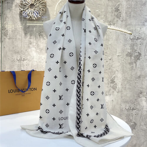 High Quality Luxury Louis Vuitton Cashmere Jacquard Long Scarf – Style 26635