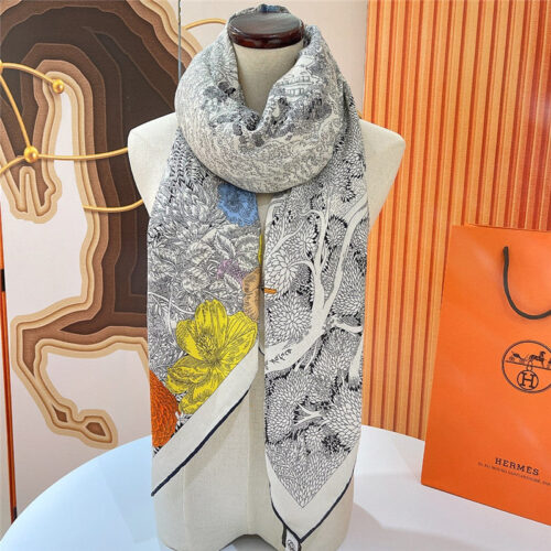 High Quality Luxury Hermes "Return To Nature" 140 Cm Shawl – Style 26297