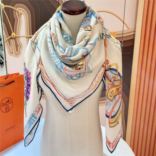 High Quality Luxury Hermes "Equestrian Prism" 140Cm Shawl – Style 26264