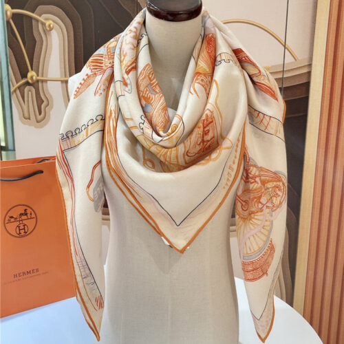 High Quality Luxury Hermes "Equestrian Prism" 140Cm Shawl – Style 26266