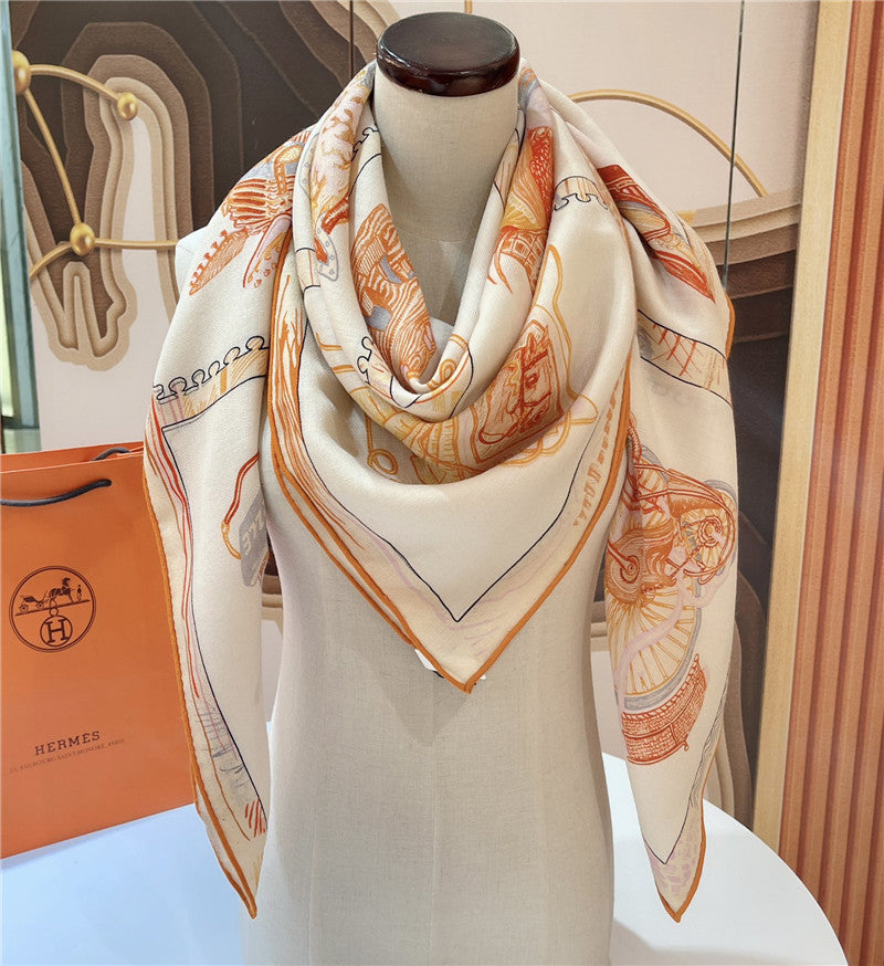 High Quality Luxury Hermes “Equestrian Prism” 140Cm Shawl – Style 26266