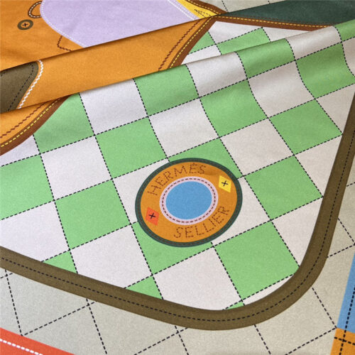 High Quality Luxury Hermes “Saddle Pad” 90Cm Reversible Square Scarf – Style 26308 product detail