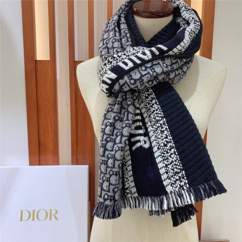 High Quality Luxury Dior Preppy Style Reversible Scarf – Style 25605