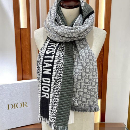 High Quality Luxury Dior Preppy Style Reversible Scarf – Style 25607
