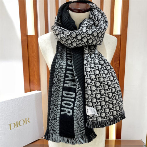 High Quality Luxury Dior Preppy Style Reversible Scarf