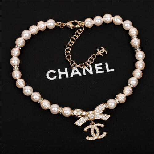 High Quality Luxury Chanel Pearl Bow Necklace