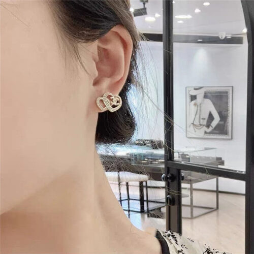 High Quality Luxury Chanel Double Love Earrings – Style 49882 product detail