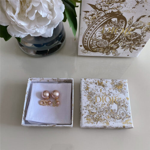 High Quality Luxury Dior Pink Pearl Star Cd Earrings