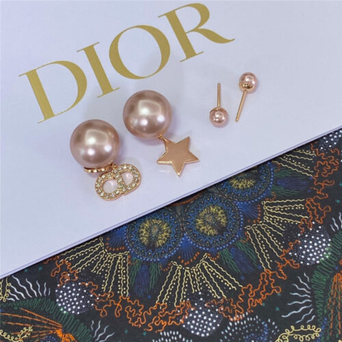 High Quality Luxury Dior Pink Pearl Star Cd Earrings product detail
