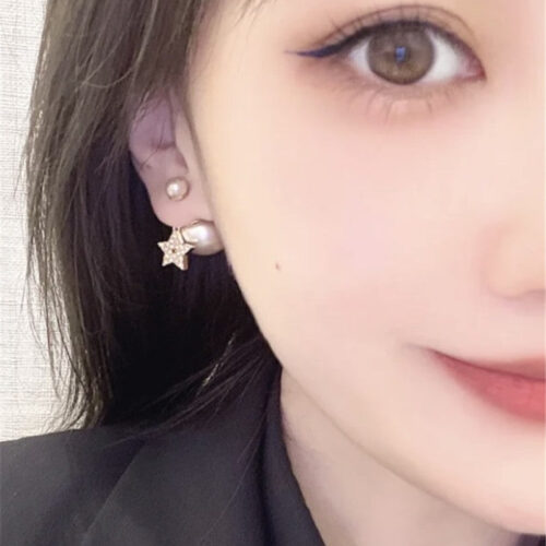 High Quality Luxury Dior Pink Pearl Star Cd Earrings product detail