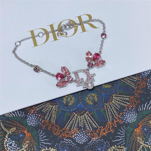 High Quality Luxury Dior Flower Fairy Pink Diamond Bracelet