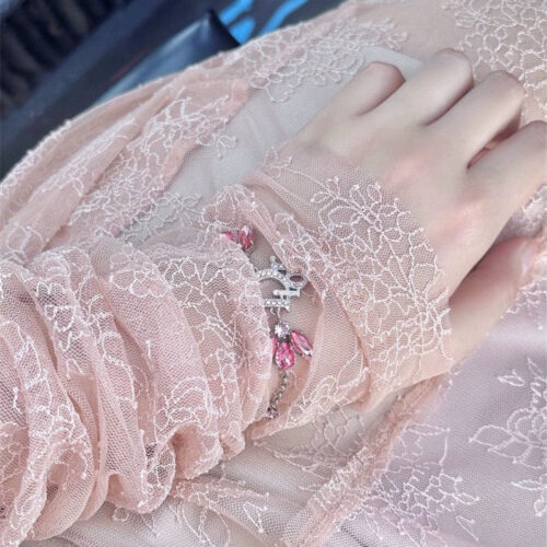 High Quality Luxury Dior Flower Fairy Pink Diamond Bracelet product detail