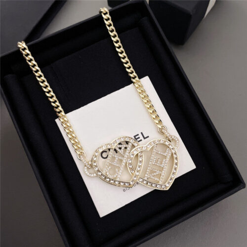 High Quality Luxury Chanel Hollow Double Heart Necklace – Style 50104 product detail