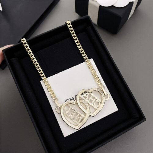 High Quality Luxury Chanel Hollow Double Heart Necklace – Style 50104 product detail