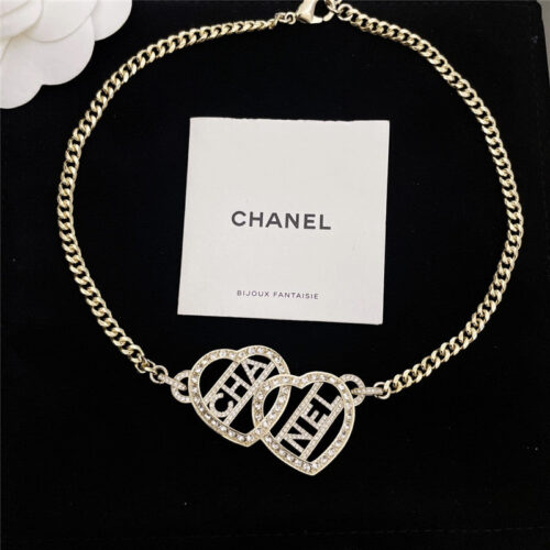 High Quality Luxury Chanel Hollow Double Heart Necklace – Style 50104