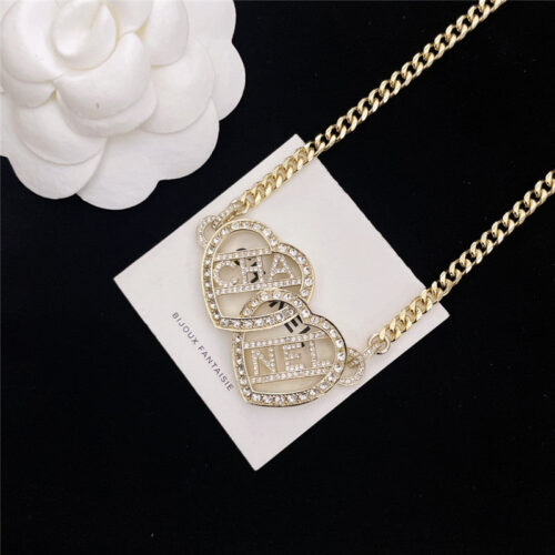 High Quality Luxury Chanel Hollow Double Heart Necklace – Style 50104 product detail
