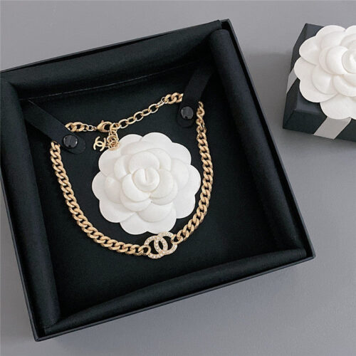 High Quality Luxury Chanel Thick Gold Chain Double C Necklace