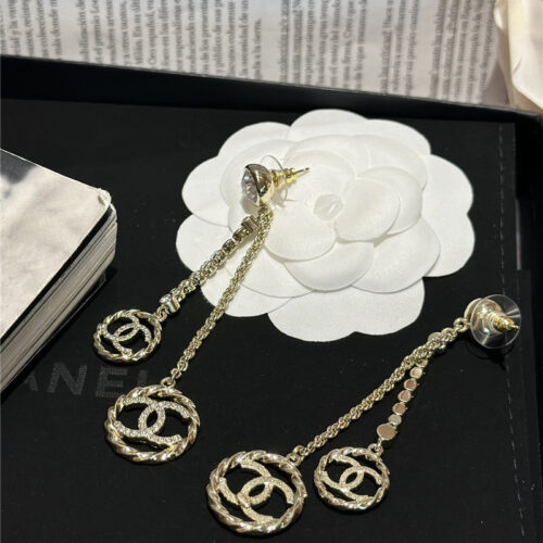 High Quality Luxury Chanel Double C Hollow Round Chain Earrings product detail