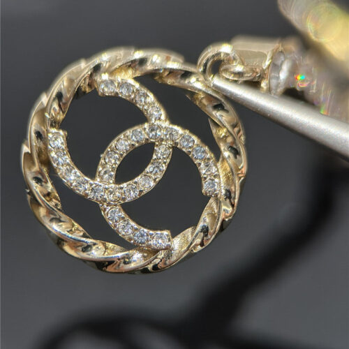 High Quality Luxury Chanel Double C Hollow Round Chain Earrings product detail