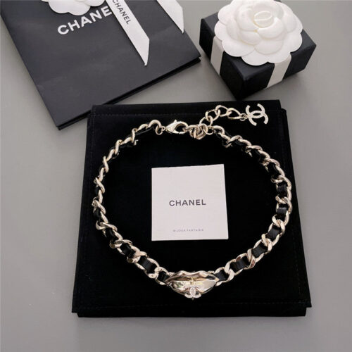 High Quality Luxury Chanel Lip Black Leather Choker