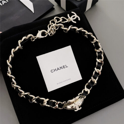 High Quality Luxury Chanel Lip Black Leather Choker product detail