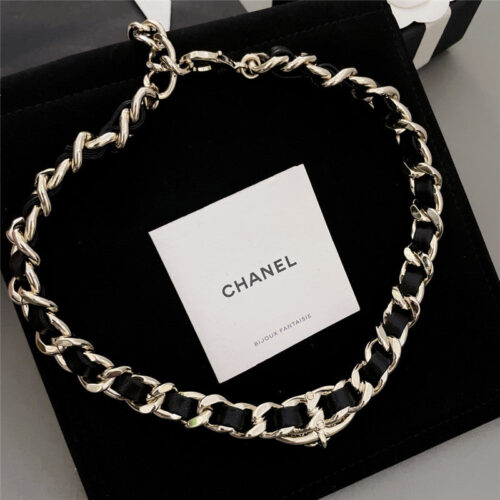 High Quality Luxury Chanel Lip Black Leather Choker alternate view