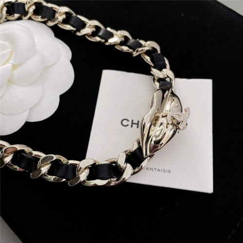 High Quality Luxury Chanel Lip Black Leather Choker product detail