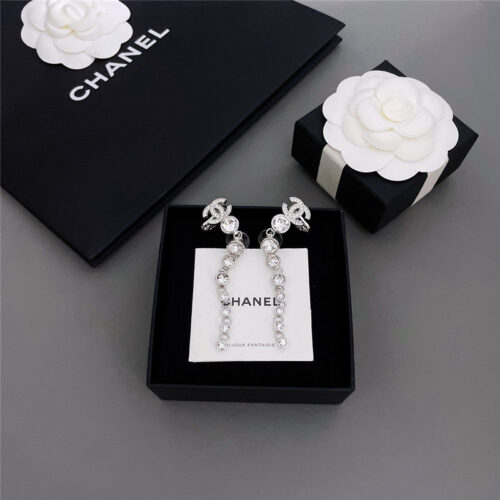 High Quality Luxury Chanel Tassel Rhinestone Earrings