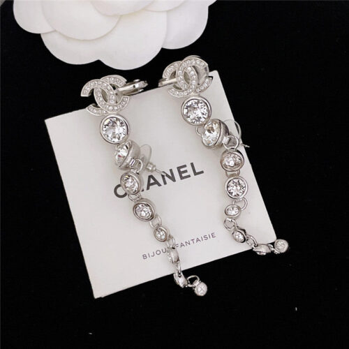 High Quality Luxury Chanel Tassel Rhinestone Earrings alternate view